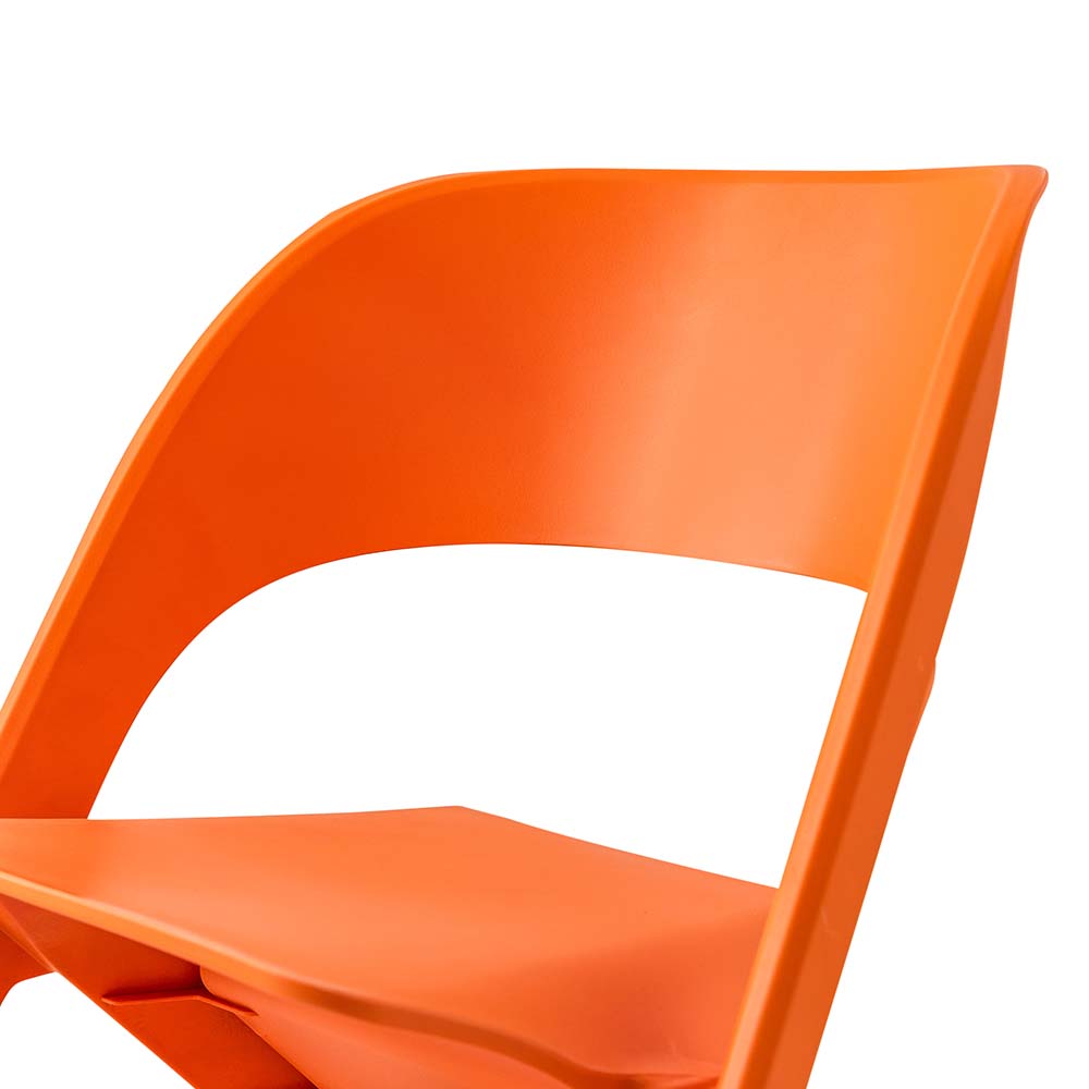 Kendall Set of 4 Dining Chairs Office Cafe Lounge Seat Stackable Plastic Leisure - Orange