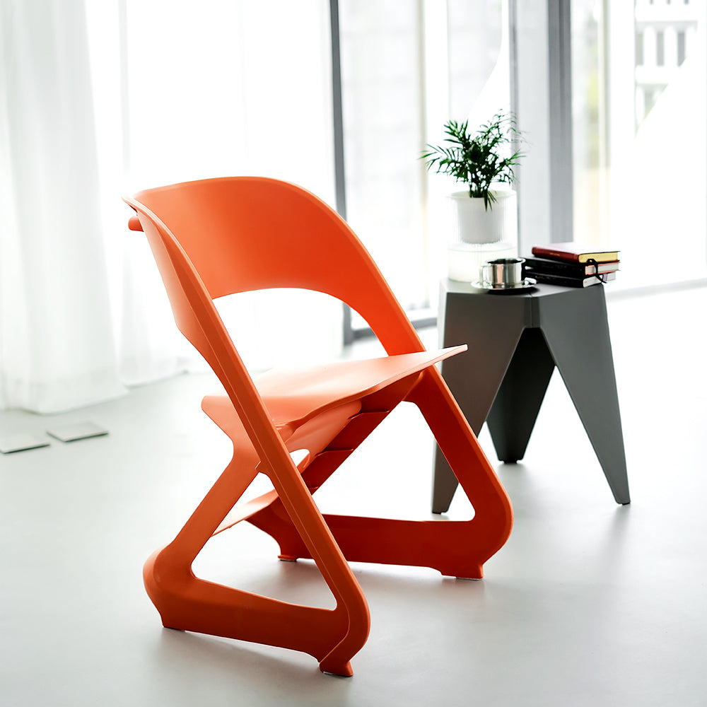 Kendall Set of 4 Dining Chairs Office Cafe Lounge Seat Stackable Plastic Leisure - Orange