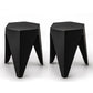 Set of 2 Puzzle Stool Plastic Stacking Bar Stools Dining Chairs Kitchen - Black