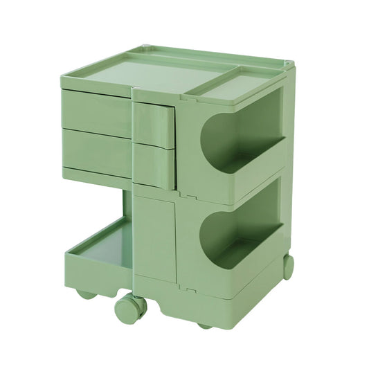Vernon PP Plastic Bedside Tables Side Tables Nightstand Organizer Replica Boby Trolley 3 Tier with 2 Drawers - Green
