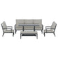 Arlo 7-Seater Lounge Set Garden Patio Aluminium Bench with Cushions 5-Piece Outdoor Sofa - Black