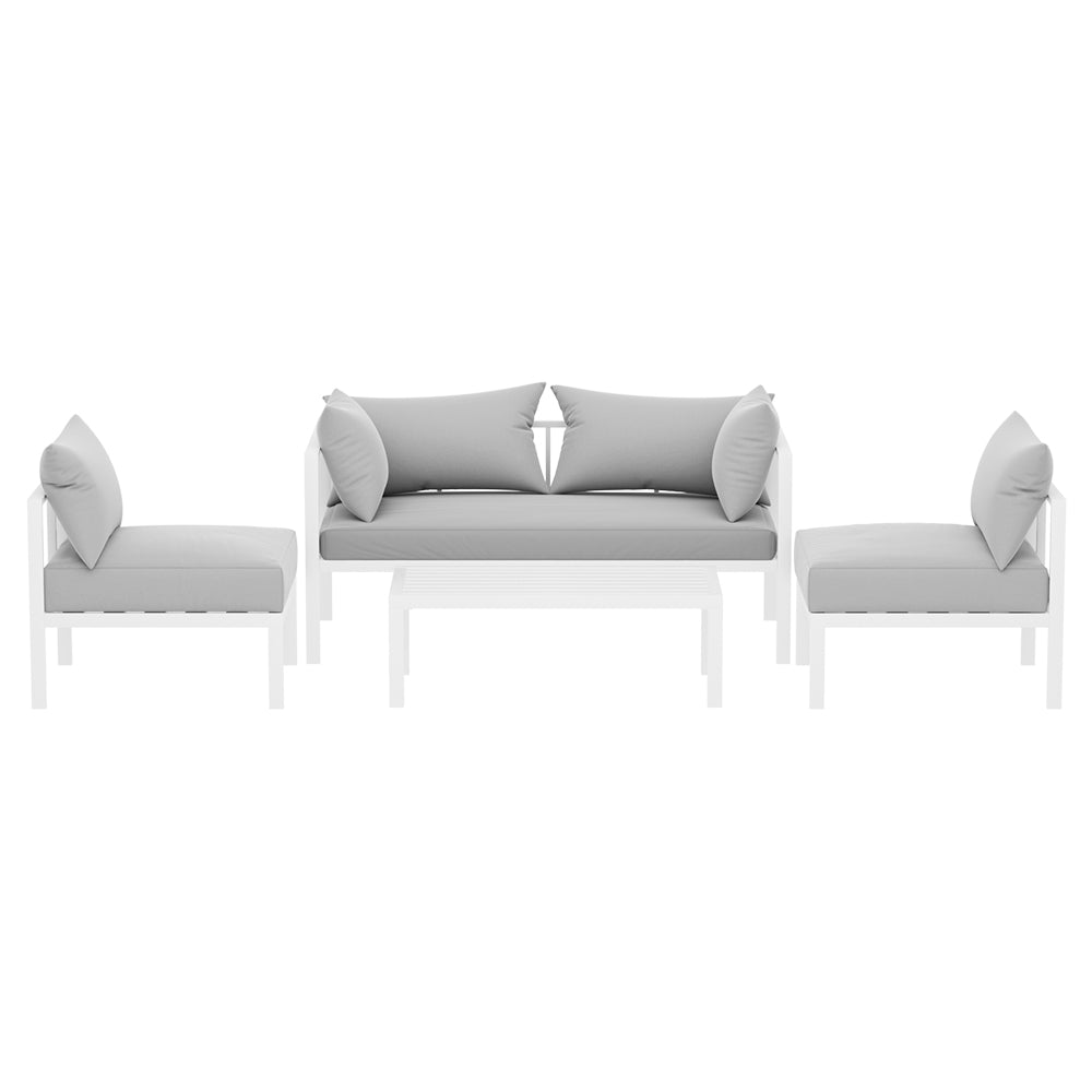 Atlas 4-Seater Aluminium Set Lounge Setting Table Chair Furniture 4-Piece Outdoor Sofa - Grey