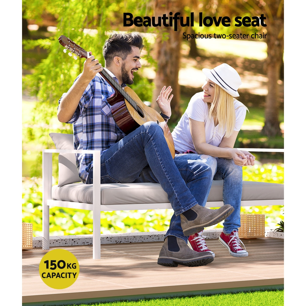Atlas 4-Seater Aluminium Set Lounge Setting Table Chair Furniture 4-Piece Outdoor Sofa - Grey