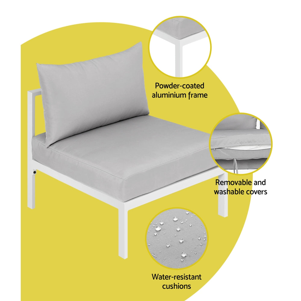 Atlas 4-Seater Aluminium Set Lounge Setting Table Chair Furniture 4-Piece Outdoor Sofa - Grey