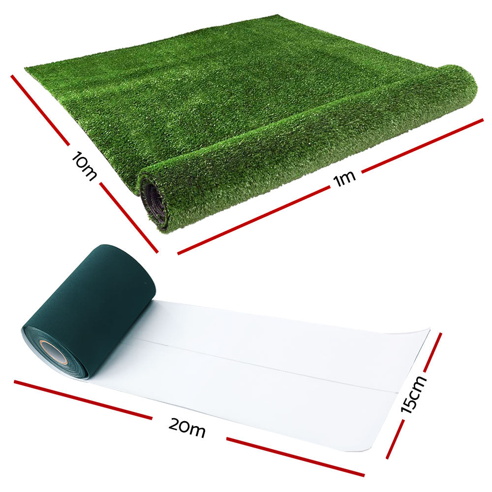 20sqm Artificial Grass 17mm Synthetic Fake Turf Plants Plastic Lawn with Tape - Olive Green