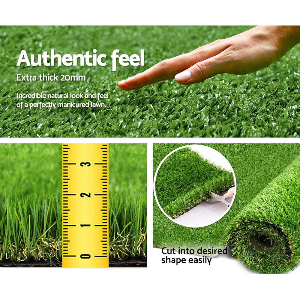 10sqm Artificial Grass Synthetic Fake Turf 20mm Plants Plastic Lawn - 4-Colour Green