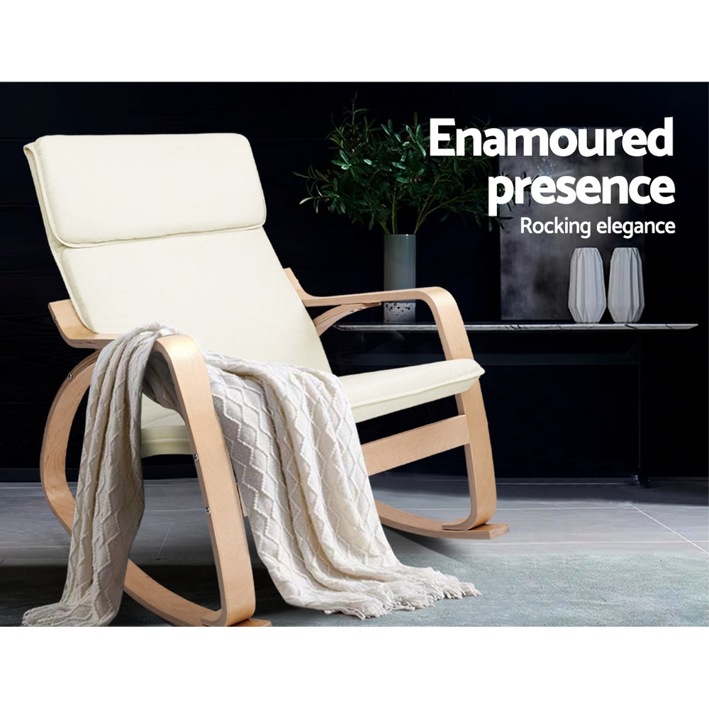 Fabric Rocking Armchair - Beige