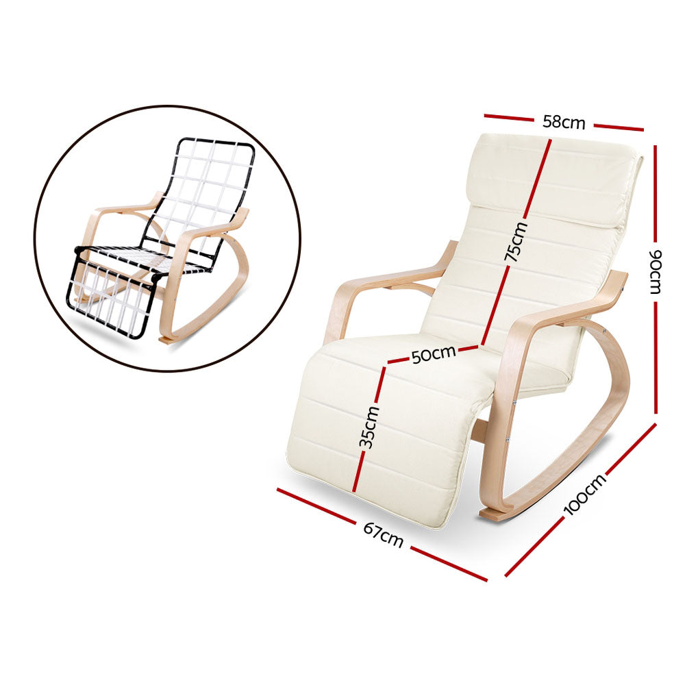 Maribel Rocking Armchair Footrest Nursing - Beige