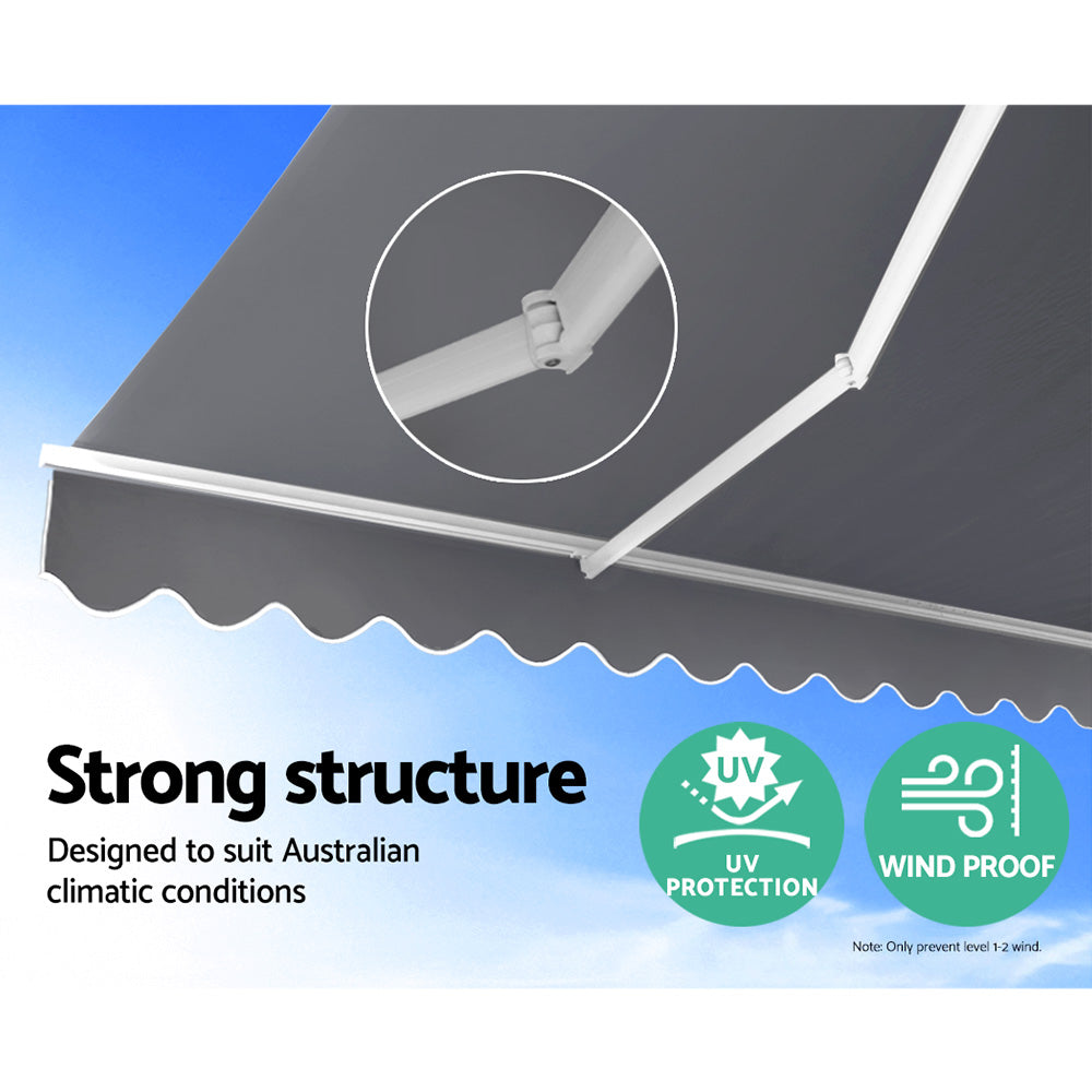 Retractable Folding Arm Awning Motorised Sunshade 4mx3m - Pearl Grey
