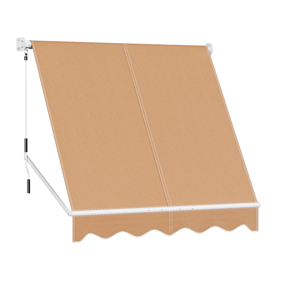 Instahut Window Fixed Pivot Arm Awning Outdoor Retractable Canopy 2.1x2.1M Beige