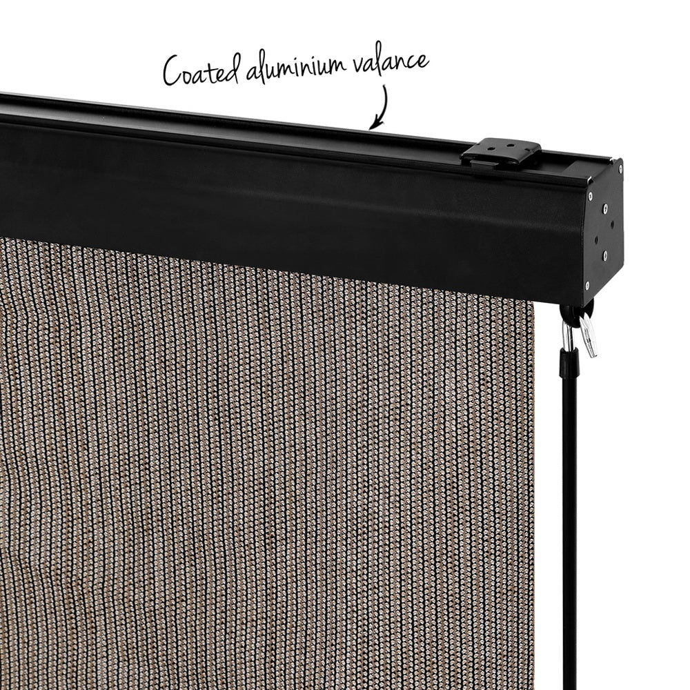 Instahut Outdoor Blinds Light Filtering Roll Down Awning Shade 2.1x2.5M Brown