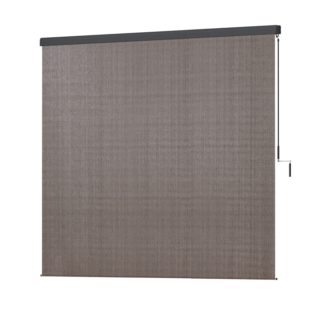 Instahut Outdoor Blinds Light Filtering Roll Down Awning Shade 3x2.5M Brown