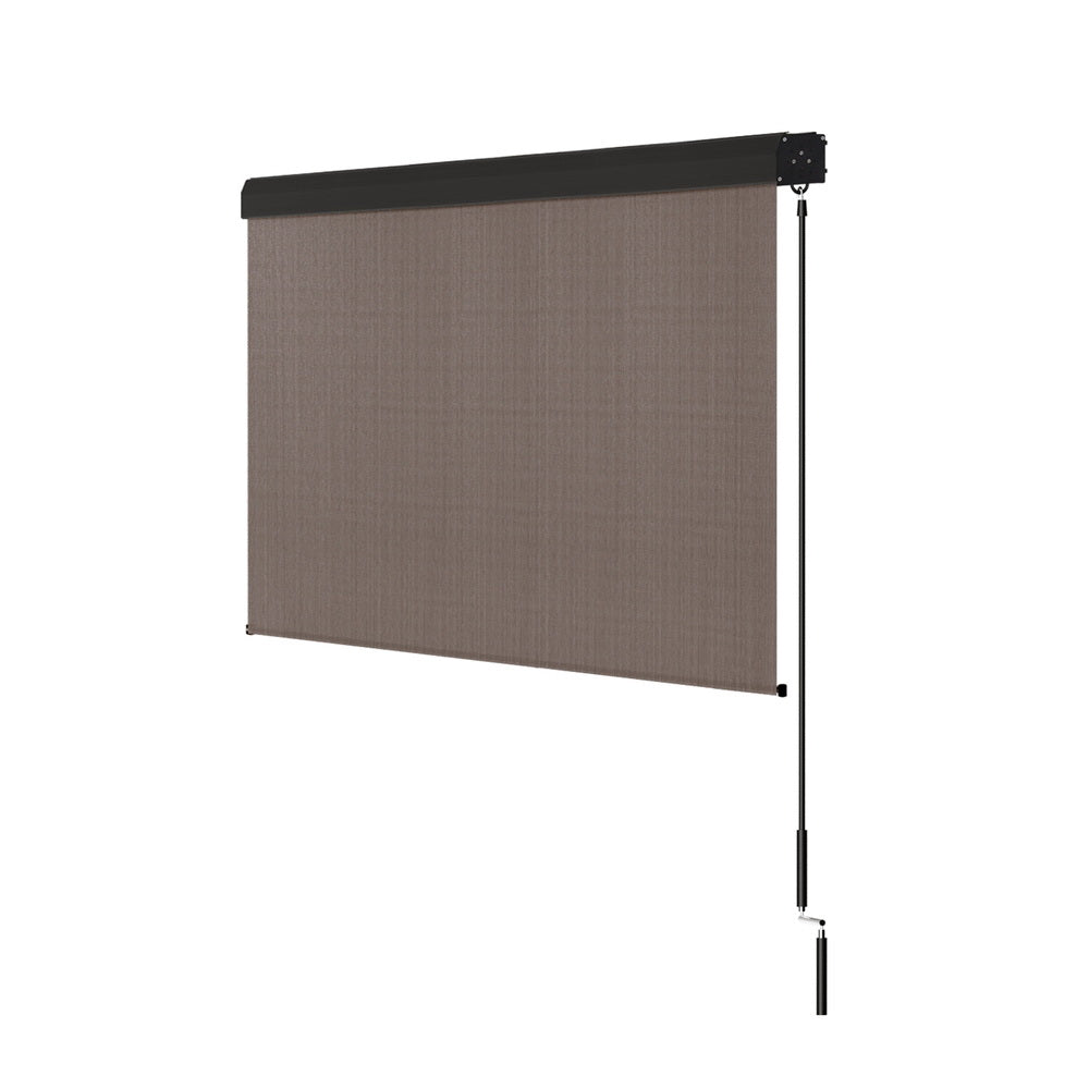 Instahut Outdoor Blinds Light Filtering Roll Down Awning Shade 3x2.5M Brown