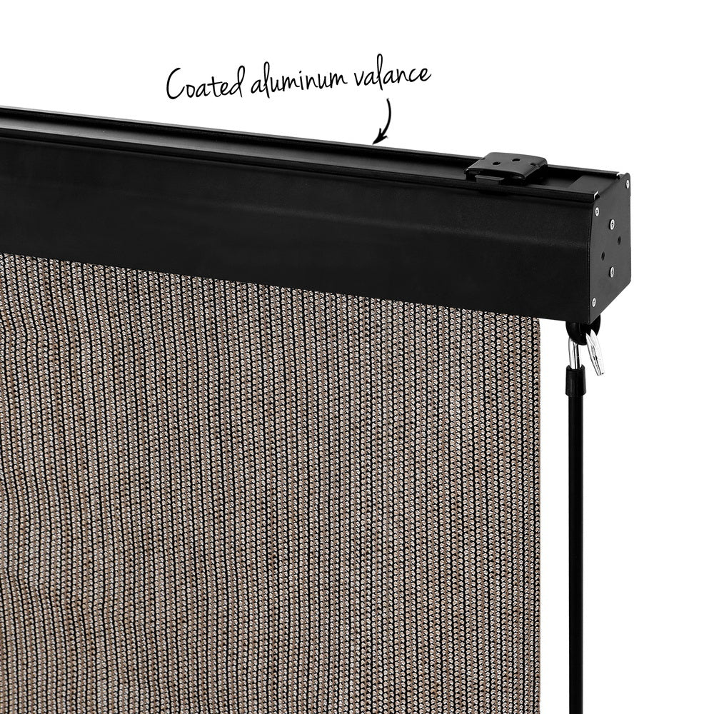 Instahut Outdoor Blinds Light Filtering Roll Down Awning Shade 3x2.5M Brown