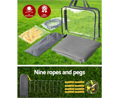Caravan Privacy Screen Roll Out Awning 4.9x1.95M End Wall Side Sun Shade Grey