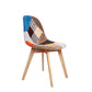 Devon Set of 2 Retro Beech Fabric Dining Chairs - Multicolour