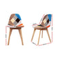 Devon Set of 2 Retro Beech Fabric Dining Chairs - Multicolour
