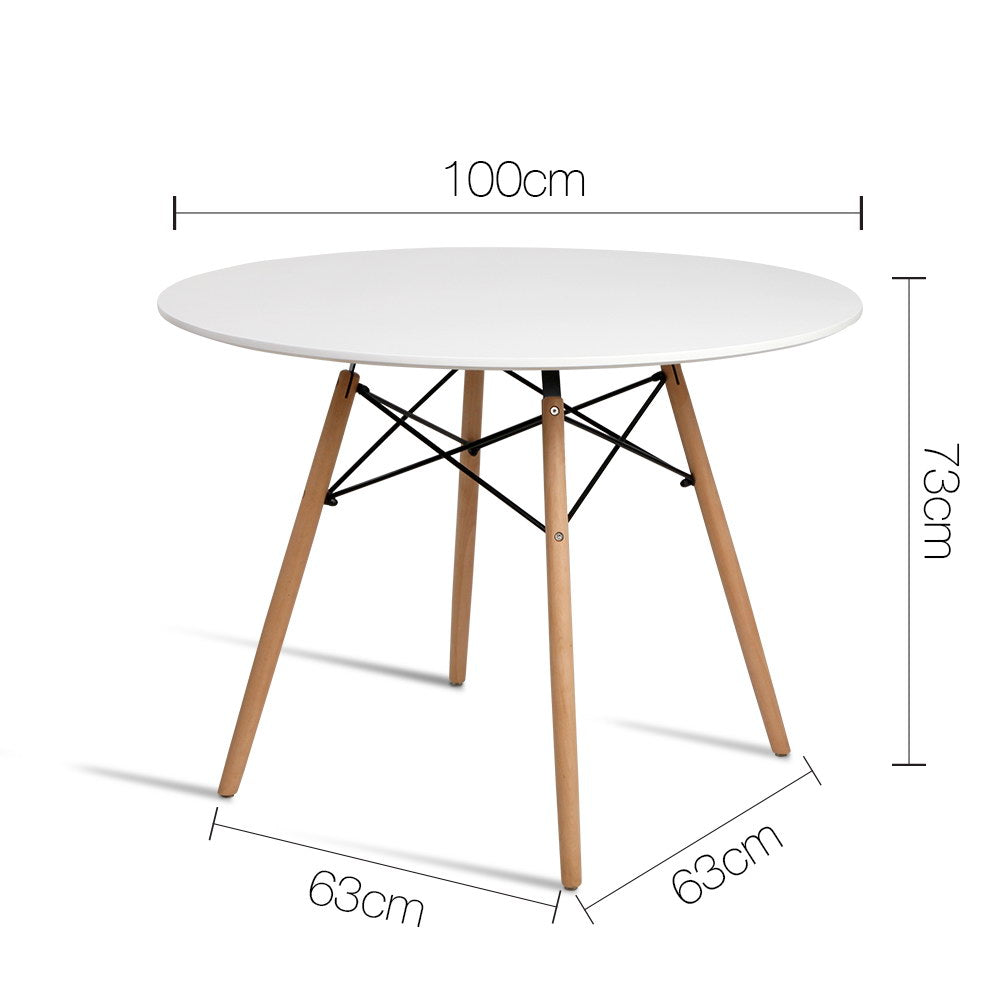 Dining Table 4 Seater Round Replica DSW Eiffel Kitchen Timber White