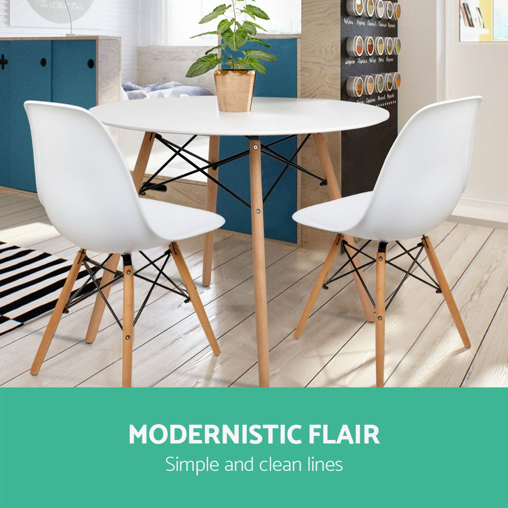 Dining Table 4 Seater Round Replica DSW Eiffel Kitchen Timber White