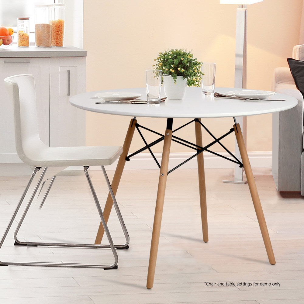 Dining Table 4 Seater Round Replica DSW Eiffel Kitchen Timber White