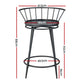 Set of 2 Berne Bar Stools Kitchen Stools Wooden Dining Chair Swivel Metal Chairs - Black