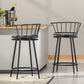 Set of 2 Berne Bar Stools Kitchen Stools Wooden Dining Chair Swivel Metal Chairs - Black