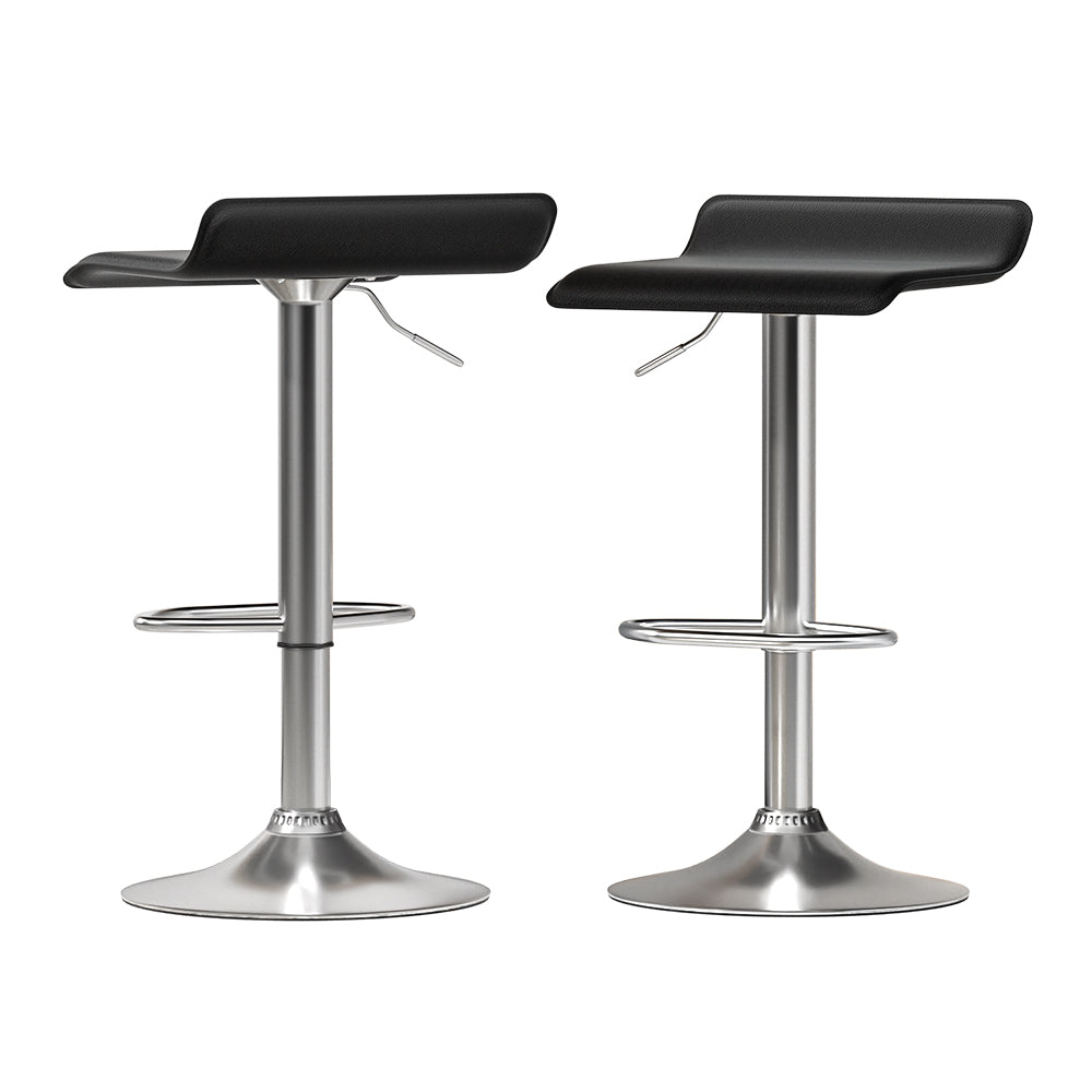 Set of 2 Nicosia Bar Stools Kitchen Stool Chairs Dining Gas Lift PU Leather - Black