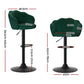 Set of 2 Naples Bar Stools Kitchen Stool Swivel Chair Gas Lift Velvet Chairs - Green