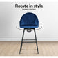 Set of 2 Munich Bar Stools Kitchen Stool Dining Chairs Velvet Chair Barstool - Blue