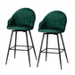 Set of 2 Munich Bar Stools Kitchen Stool Dining Chairs Velvet Chair Barstool - Green