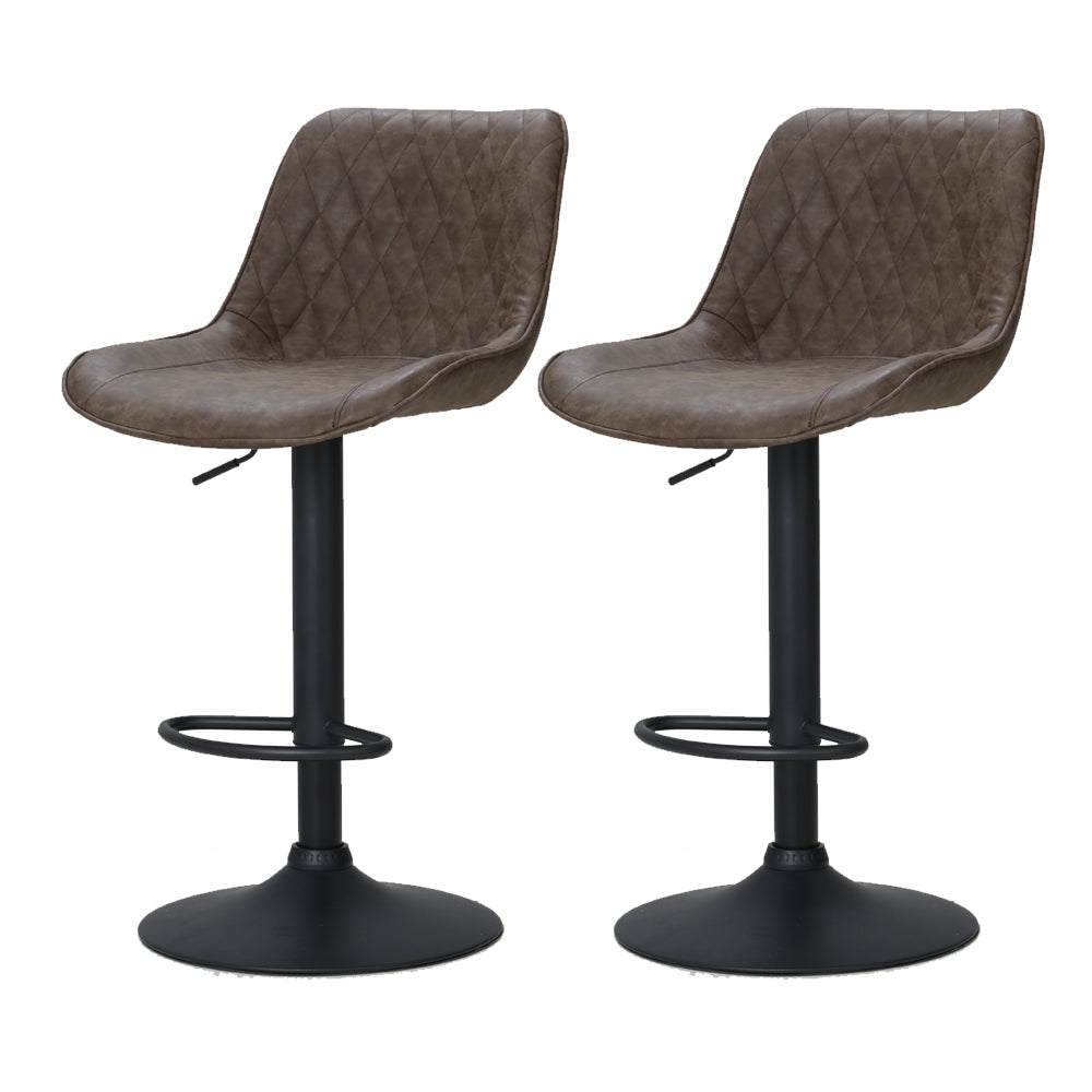 Set of 2 Barcelona Bar Stools Kitchen Stool Chairs Metal Barstool Dining Chair - Brown