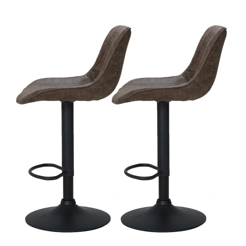 Set of 2 Barcelona Bar Stools Kitchen Stool Chairs Metal Barstool Dining Chair - Brown