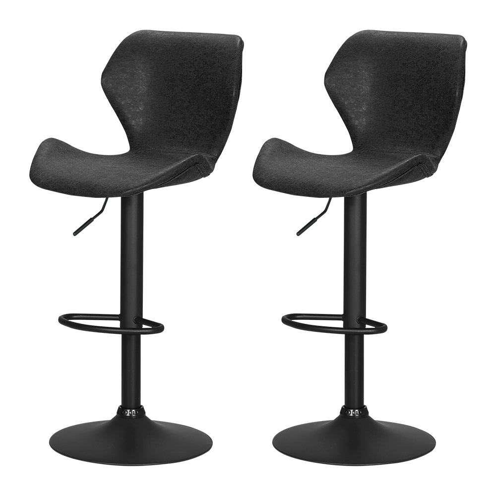 Set of 2 Swansea Bar Stools Kitchen Stool Chairs Metal Barstool Swivel - Black