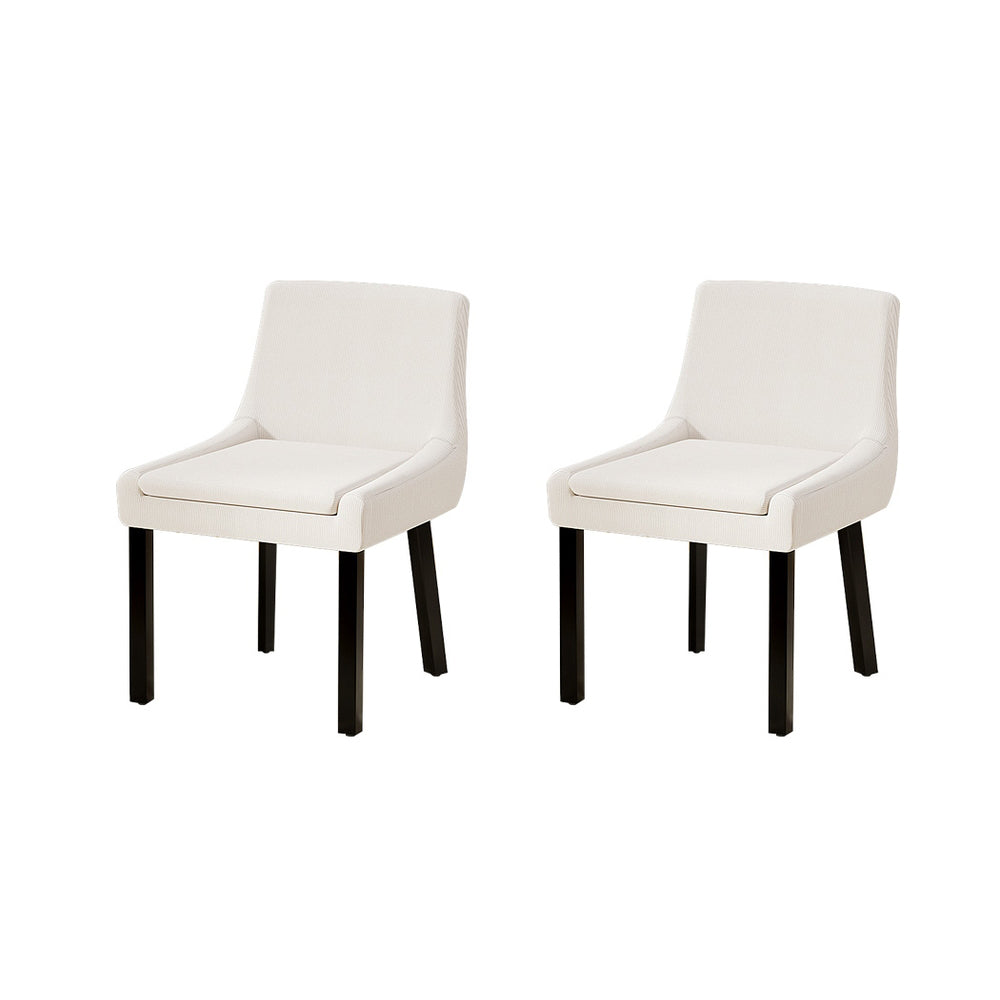 Tilly Set of 2 Dining Chairs Corduroy Wooden - Beige