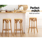 65cm Giza Bar Stools Wooden Stool Counter Chair Kitchen Barstools Rattan Seat - Wood