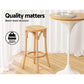 65cm Giza Bar Stools Wooden Stool Counter Chair Kitchen Barstools Rattan Seat - Wood