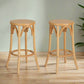 Set of 2 Giza Bar Stools Wooden Stool Counter Chair Kitchen Barstools Rattan Seat - Wood