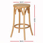 Set of 2 Giza Bar Stools Wooden Stool Counter Chair Kitchen Barstools Rattan Seat - Wood