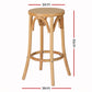 Set of 2 Giza Bar Stools Wooden Stool Counter Chair Kitchen Barstools Rattan Seat - Wood
