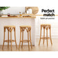 Set of 2 Giza Bar Stools Wooden Stool Counter Chair Kitchen Barstools Rattan Seat - Wood