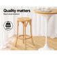 Set of 2 Giza Bar Stools Wooden Stool Counter Chair Kitchen Barstools Rattan Seat - Wood
