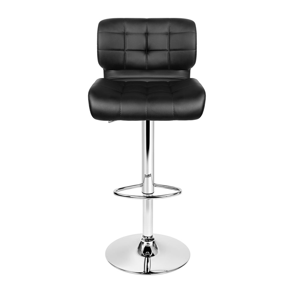 Set of 2 Genoa PU Leather Gas Lift Bar Stools - Black & Chrome