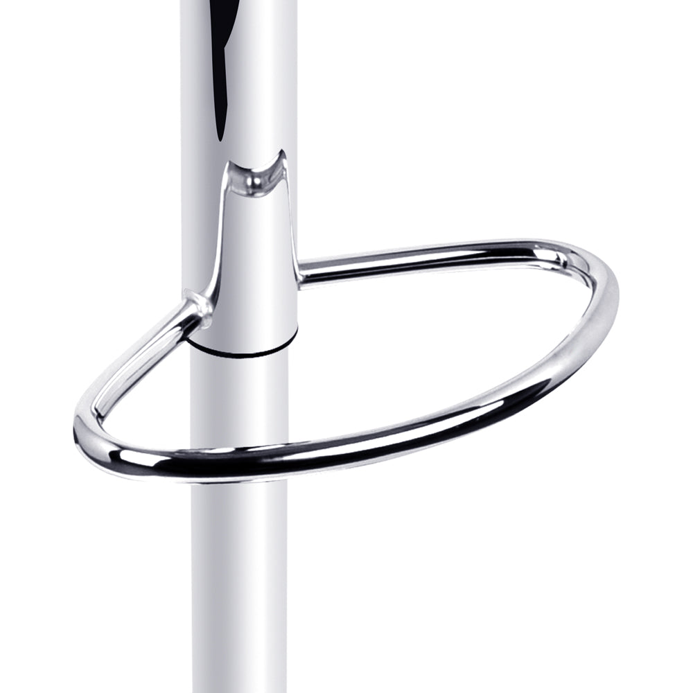 Set of 2 Genoa PU Leather Gas Lift Bar Stools - Black & Chrome