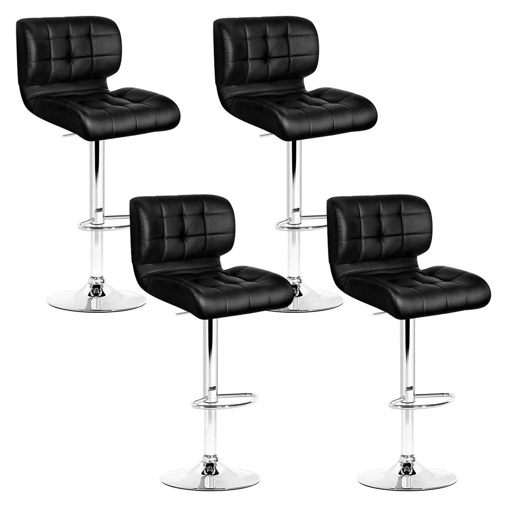 Set of 4 Genoa PU Leather Gas Lift Bar Stools - Black & Chrome