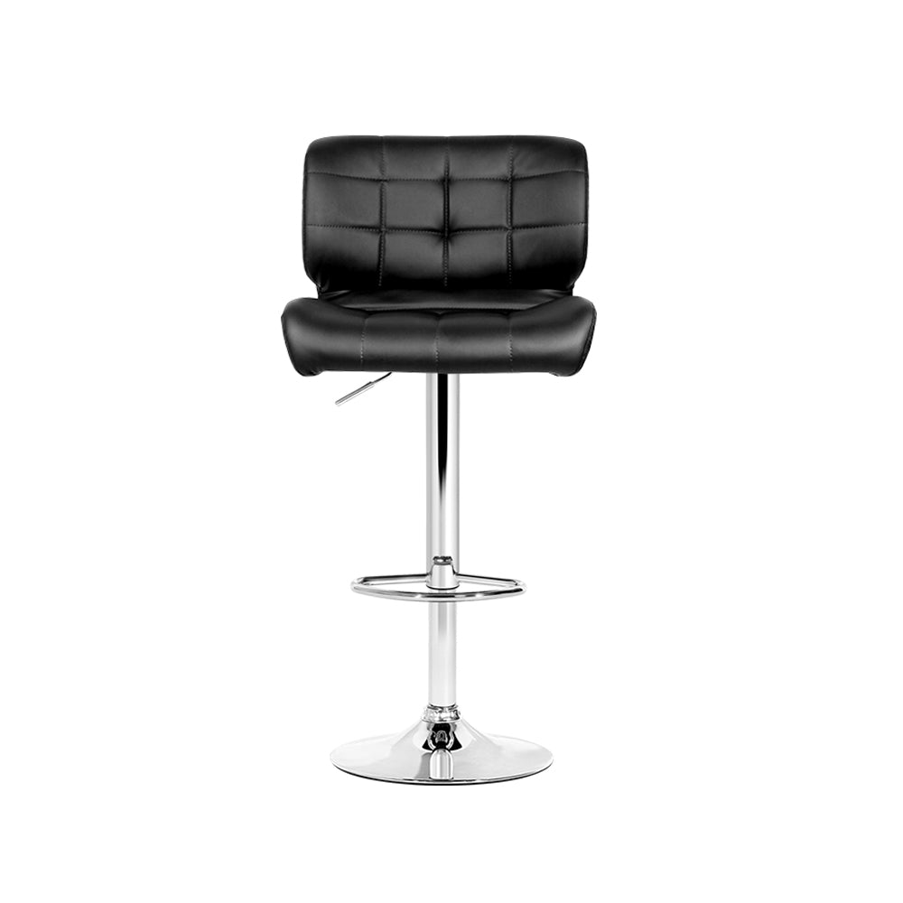 Set of 4 Genoa PU Leather Gas Lift Bar Stools - Black & Chrome