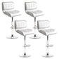 Set of 4 Genoa PU Leather Gas Lift Bar Stools - White & Chrome