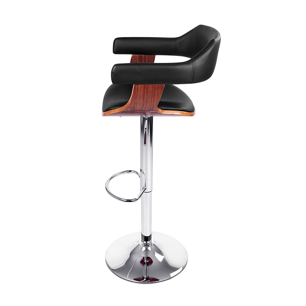 Set of 2 Chalcis Wooden Bar Stool - Black & Wood