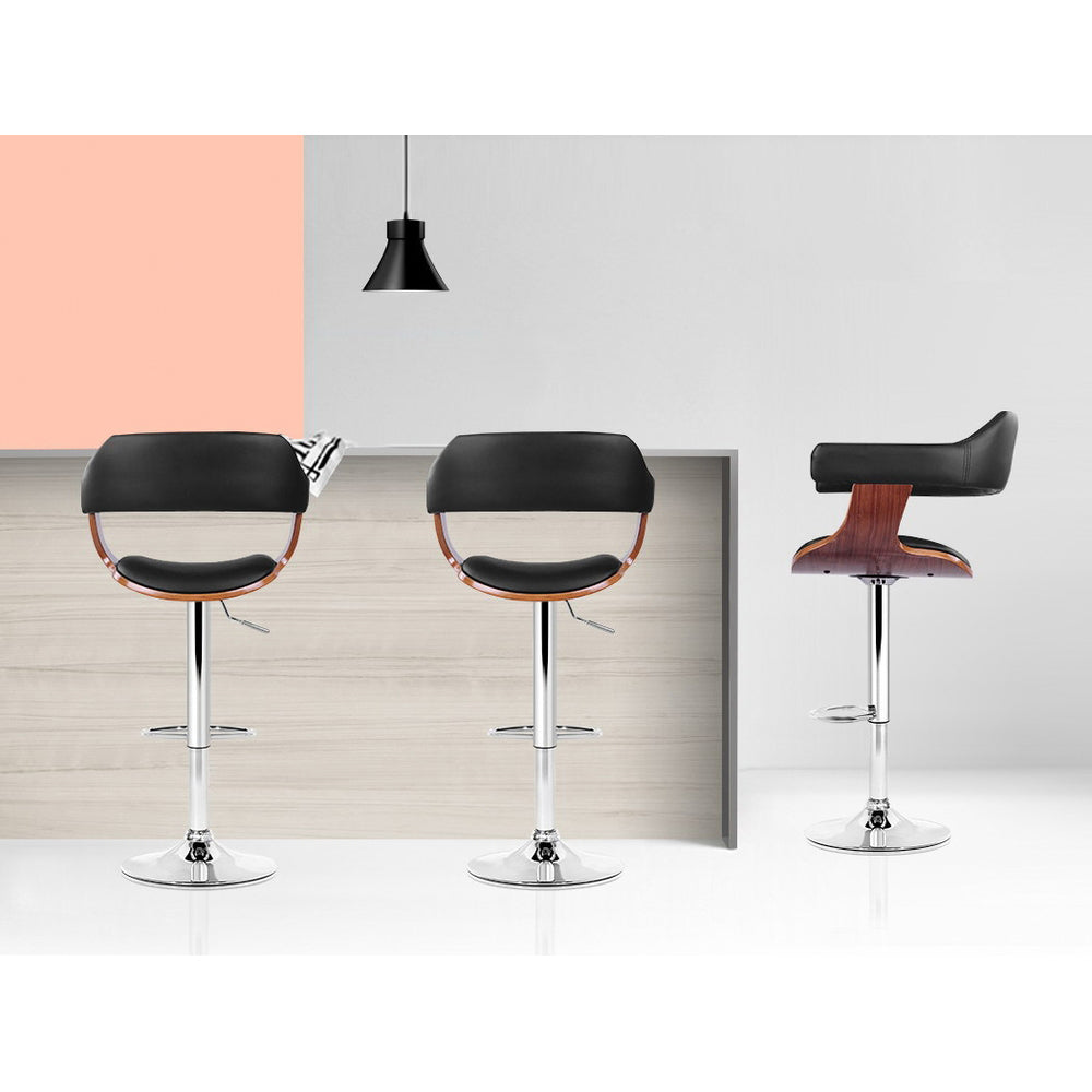 Set of 2 Chalcis Wooden Bar Stool - Black & Wood