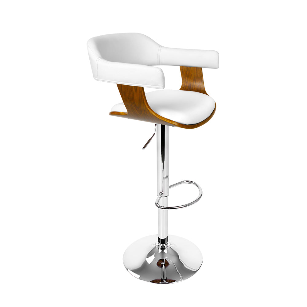110cm Chalcis Wooden PU Leather Bar Stool - White & Wood