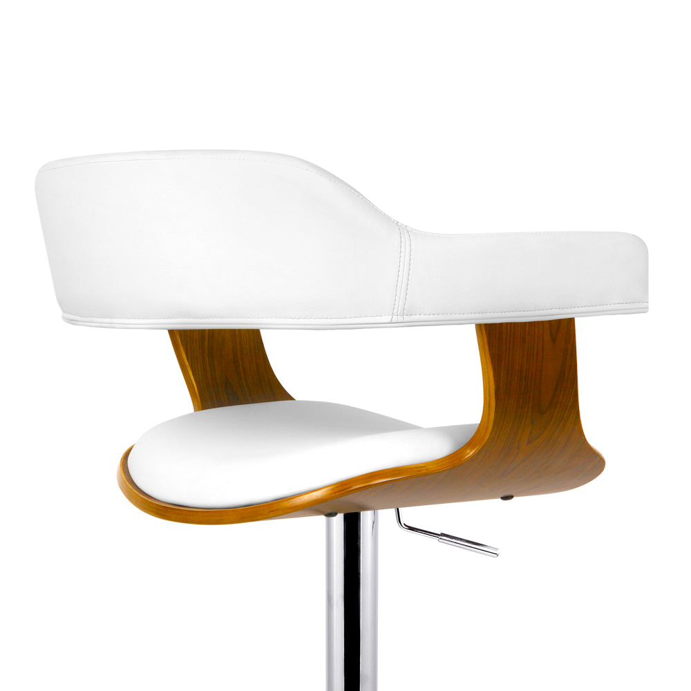 110cm Chalcis Wooden PU Leather Bar Stool - White & Wood